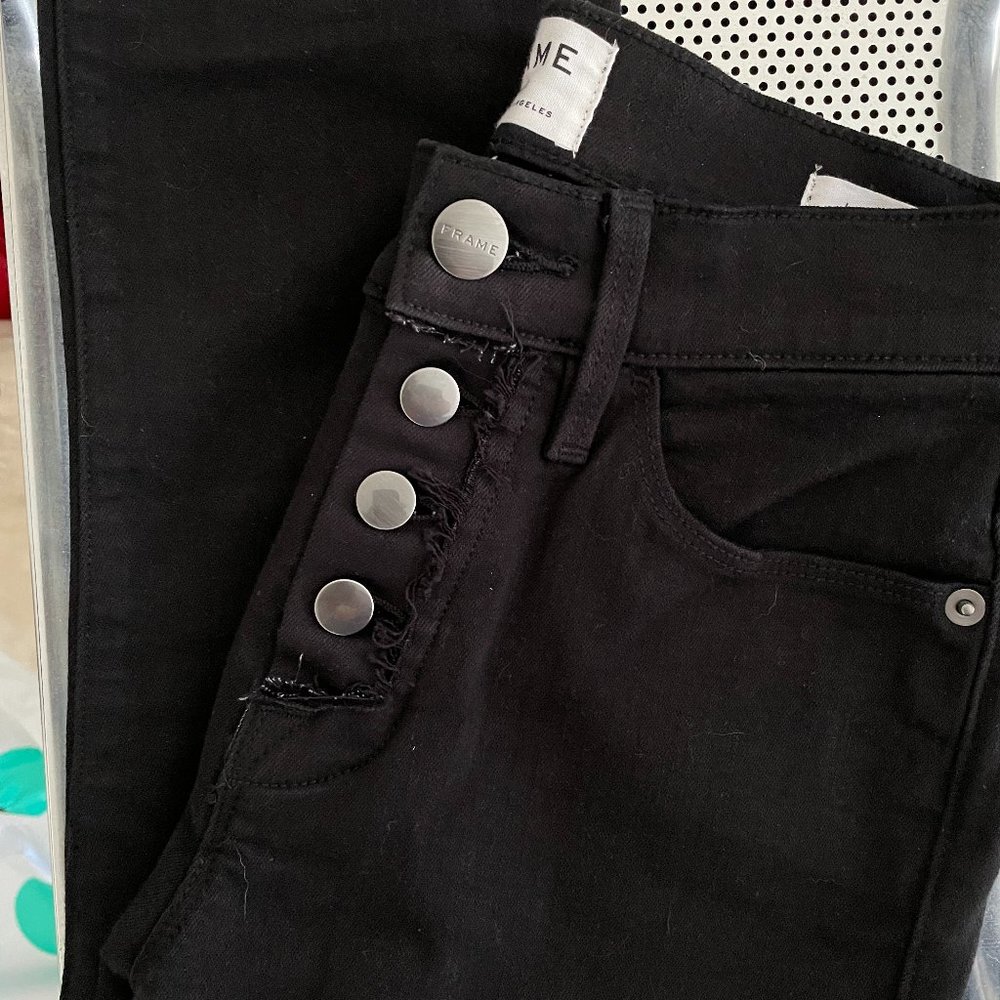 Frame Le High Skinny Black/Noir Button Fly